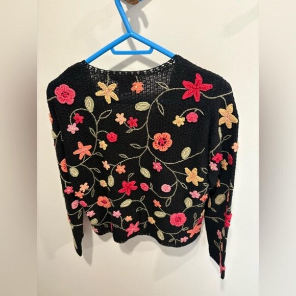 VINTAGE DAVID BROOKS EMBROIDERED FLORAL CARDIGAN - Picture 5 of 6